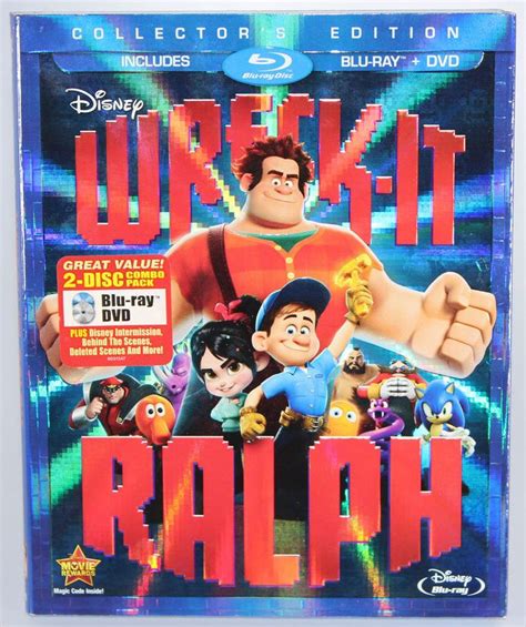 Disney Wreck It Ralph Blu Ray Dvd 2 Disc Combo Pack W Slipcover Animated Movie Wreck It Ralph