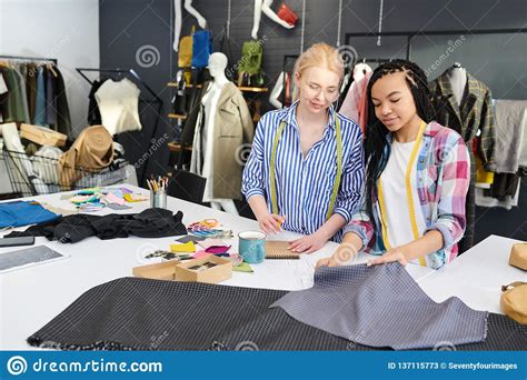 Designers Working With Textile Stock Image Image Of Workshop Tailor