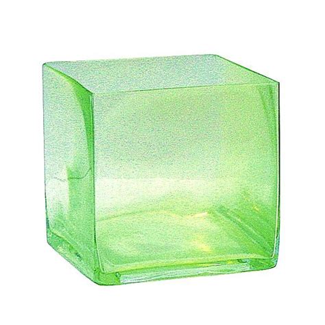 5in Square Light Green Cube Colored Glass Cubes Glass Flower Vases