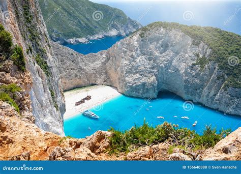The Famous Shipwreck Beach Called Navagio At Zakynthos Island Royalty