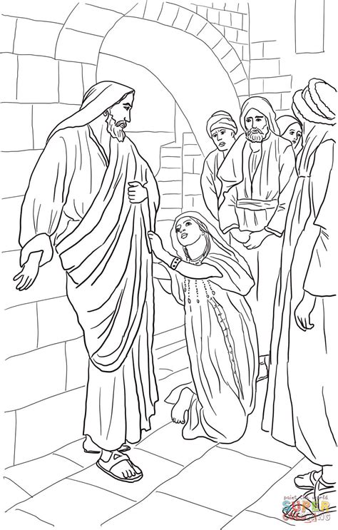 Jesus Heals The Canaanite Womans Daughter Coloring Page Matthew 1521