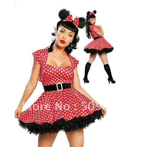 Free Shipping Womens Plus Size Sexy Adult Costumescarnival Minnie Mouse Costume For Halloween