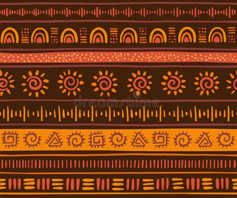 Stylized African Seamless Pattern On Dark Background Ethnic And Tribal
