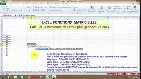 Excel Formules Matricielles Moyenne Des 3 Grandes Valeurs YouTube