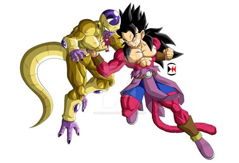 Commission 181 Cabba Ssj4 Vs Golden Frieza By Darkhameleon On Deviantart