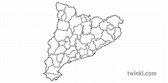 mapa de catalunya comarcas españa cataluña ks2 blanco y negro