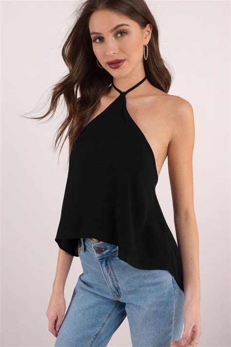 Jen Halter Tank In Black Black Halter Top Fashion Black Going Out Tops