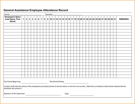 Free Employee Attendance Template Example Calendar Printable