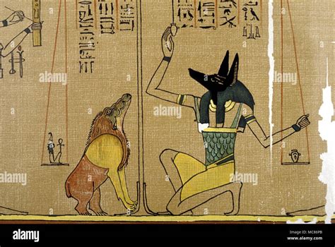 monster anubis ägyptische mythologie den ägyptischen gott anubis mit seinem attendant dämon