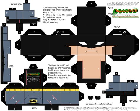 Batman Cubee Body Paper Toy Free Printable Papercraft Templates