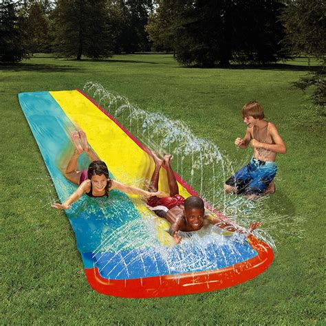 48m Giant Surf N Double Water Slide Lawn Water Slides For Children