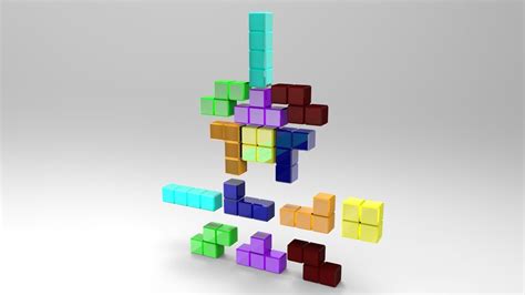 Tetris Blocks 3d Model Game Ready Obj Fbx