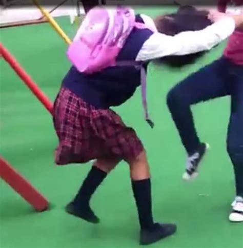 Distressing Content Horrifying Moment Bully Attack Schoolgirl With