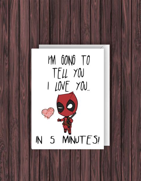 Deadpool Card Valentines Day Card Marvel Anniversary Etsy