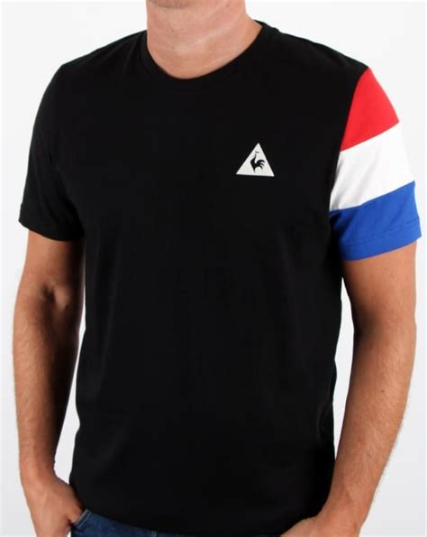 Le Coq Sportif Tricolore Sleeve T Shirt Black Tee Cotton