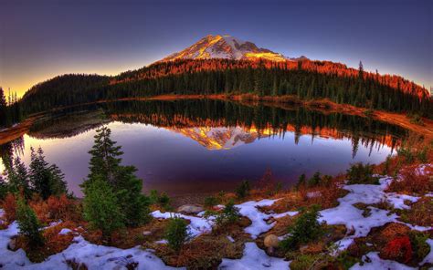 Cool Picture Of Mount Rainier National Park Desktop Wallpaper Of Reflection Lake Imagebankbiz