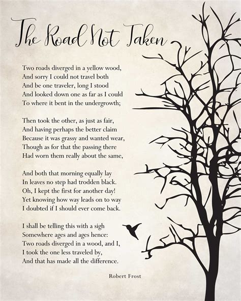 Robert Frost Poem Art Print The Road Not Taken Poem Poster Etsy