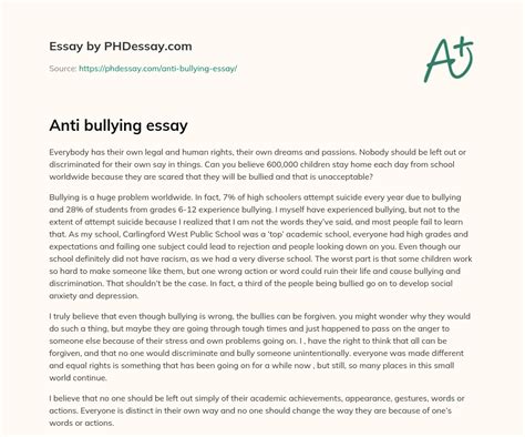 anti bullying essay 400 words