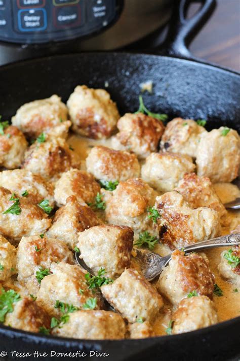 Place your water or broth in the bottom of your instant pot and use a trivet to place your meat on top. Instant Pot Turkey Meatballs - Tessa the Domestic Diva