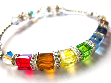 Sparkling Swarovski Crystal Covenant Cube Bracelet Rainbow Bracelet