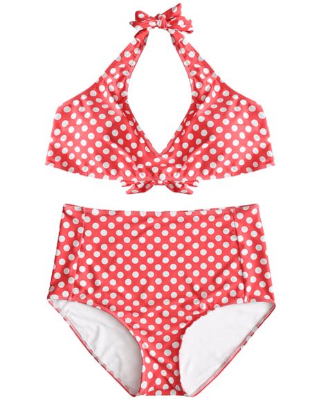 Polka Dot Plus Size High Waisted Bikini Red 3l62362813 Size 3xl