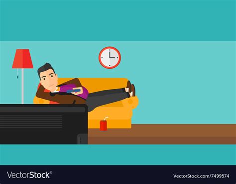 Man Lying On Sofa Royalty Free Vector Image VectorStock