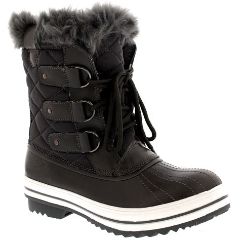 womens snow boot nylon short winter snow fur rain warm waterproof boots uk 3 9