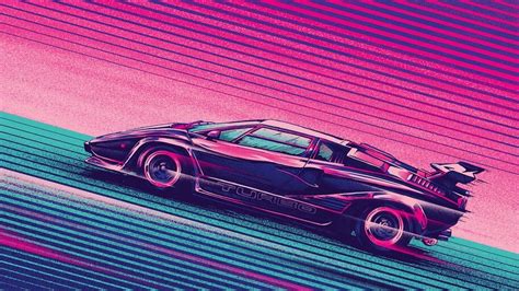 Sci Fi Car Neon Digital Art Retrowave Synthwave 4k
