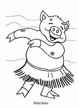 Hula Coloring Dance Hawaiian Hoop Piggy Dancer Pages Cliparts Cartoon Colouring Getcolorings Netart Print Color sketch template
