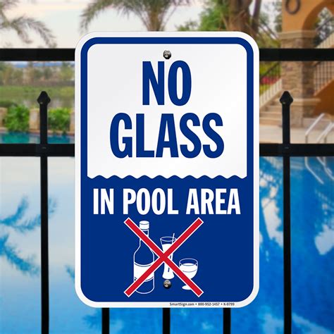 No Glass In Pool Area Sign Quick Delivery Sku K 0799