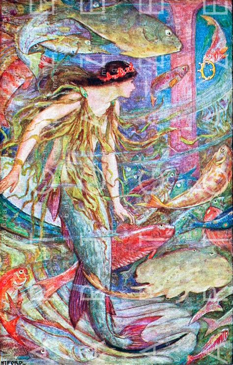 Vintage Mermaid Illustration Striking Mermaid Art By H J Etsy