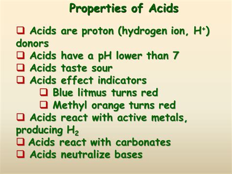 Acid Base Reactions Presentation Chemistry