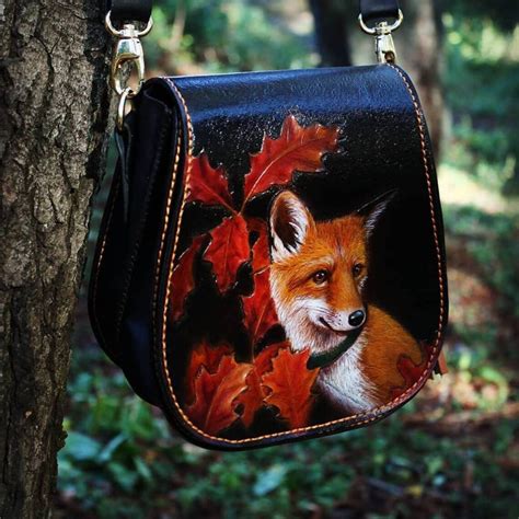 Fox Bag Hand Tooled Womens Crossbody Bag Leather Etsy