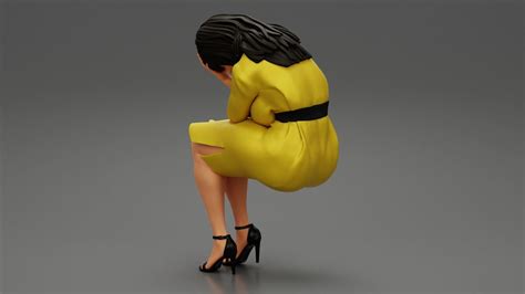 Sad Young Woman Sitting On A Chair 3d Model 3d Printable Cgtrader
