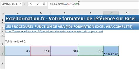 Tout Sur Les Procédures Function En Vba 07 Formation Excel Vba