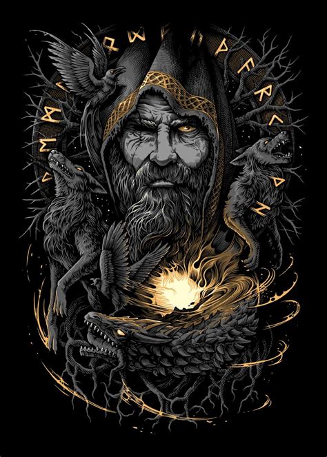 Odin Viking Mythology Poster Picture Metal Print Paint By Richard