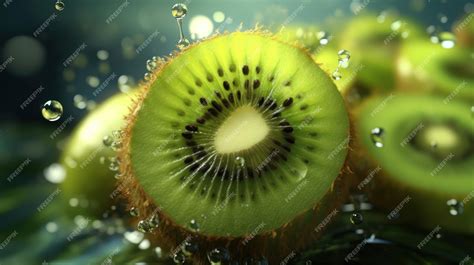Premium Ai Image A Kiwi Fruit Is Surrounded By Water Droplets