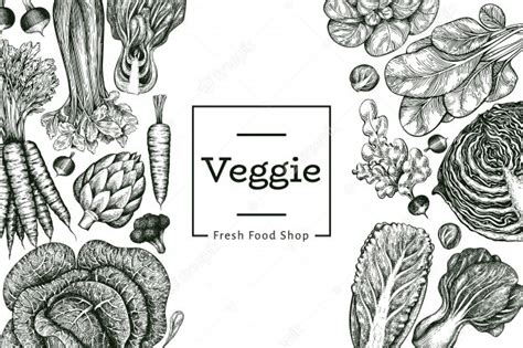 Dibujado A Mano Dibujo Vegetales Plantilla De Alimentos Frescos