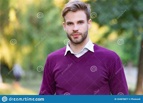 Face Of Young Handsome Man In Casual Style Outdoor Stock Image Image