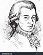 Wolfgang Amadeus Mozart (1756-1791) portrait in line art illustration ...