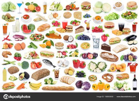 Recogida De Alimentos Y Bebidas Collage Comer Frutas Saludables