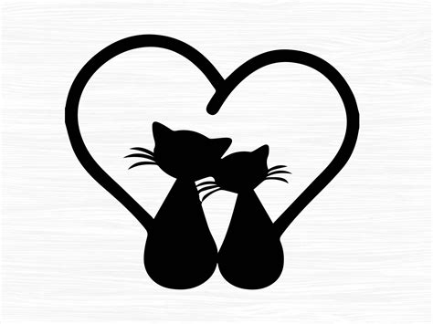 Cat heart svg two cats love svg animal svg file vector | Etsy