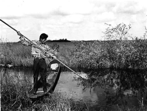 Florida Memory Seminole Indian Tommy Tiger Gigging From A Dugout