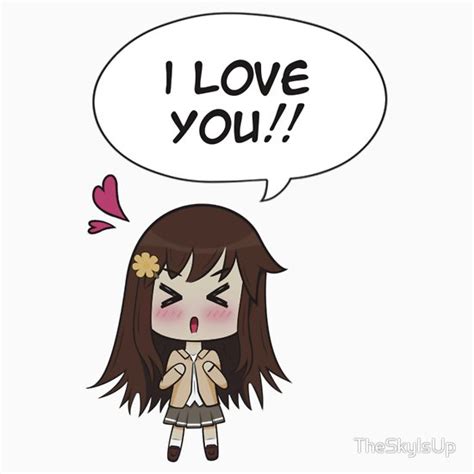 Chibi Anime Girl Says I Love You Stickers By