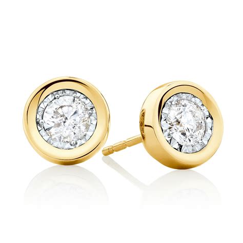 Stud Earrings With 1 2 Carat TW Of Diamonds In 10ct Yellow Gold