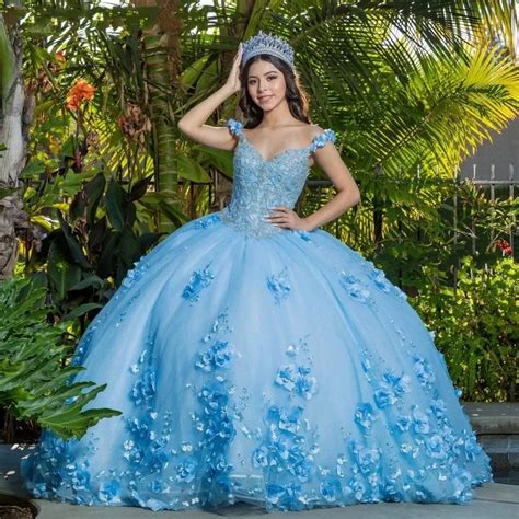 Sky Blue Ball Gown Quinceanera Dresses Vestidos De 15 Años 2021