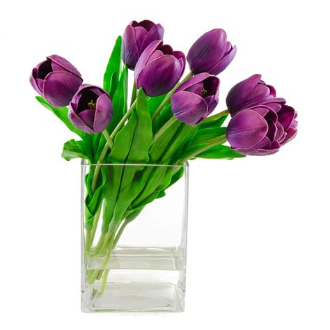 Real Touch Purple Tulip Arrangement Square Flovery