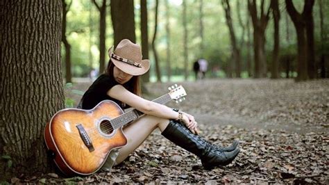 Girl With Guitar Widescreen Wallpaper Wide Wallpapersnet Guitar