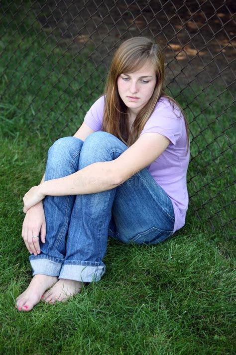 Sad Teen Girl Sitting Stock Photo Image Of Depression 12014734