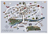 Fine Art Print - Stamford Map Fine Art Print - by Katie Cardew